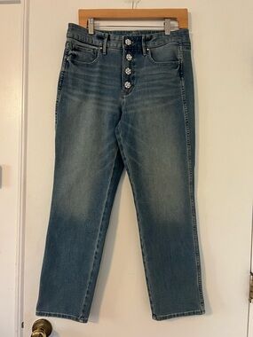 NWT WHBM sculpt Women's High-Rise Straight Jeans - Washed Blue size 8